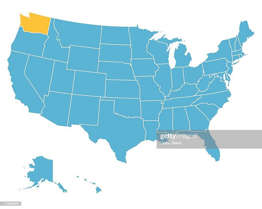 Map of United States highlighting each state for comparative study on gun laws and crime rates